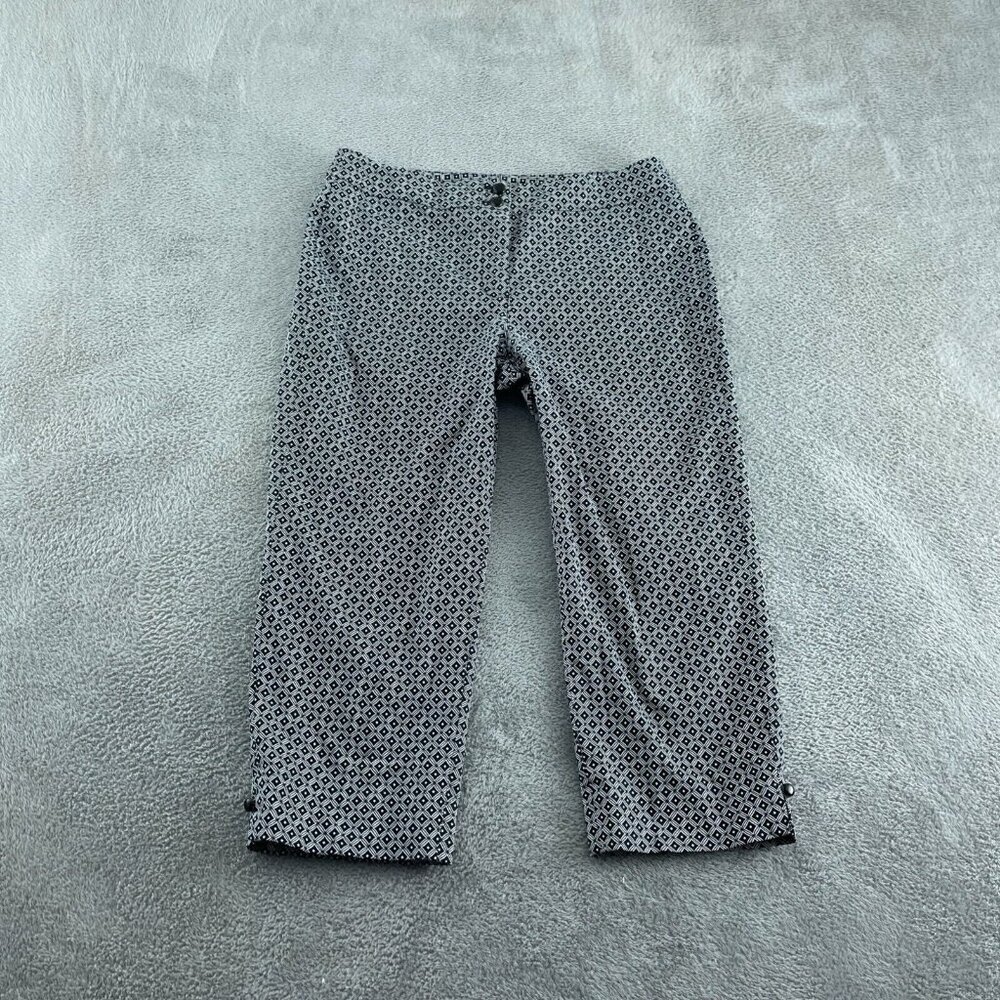 Talbots Womens Petites 8P Black & White Geometric Print pants 1409